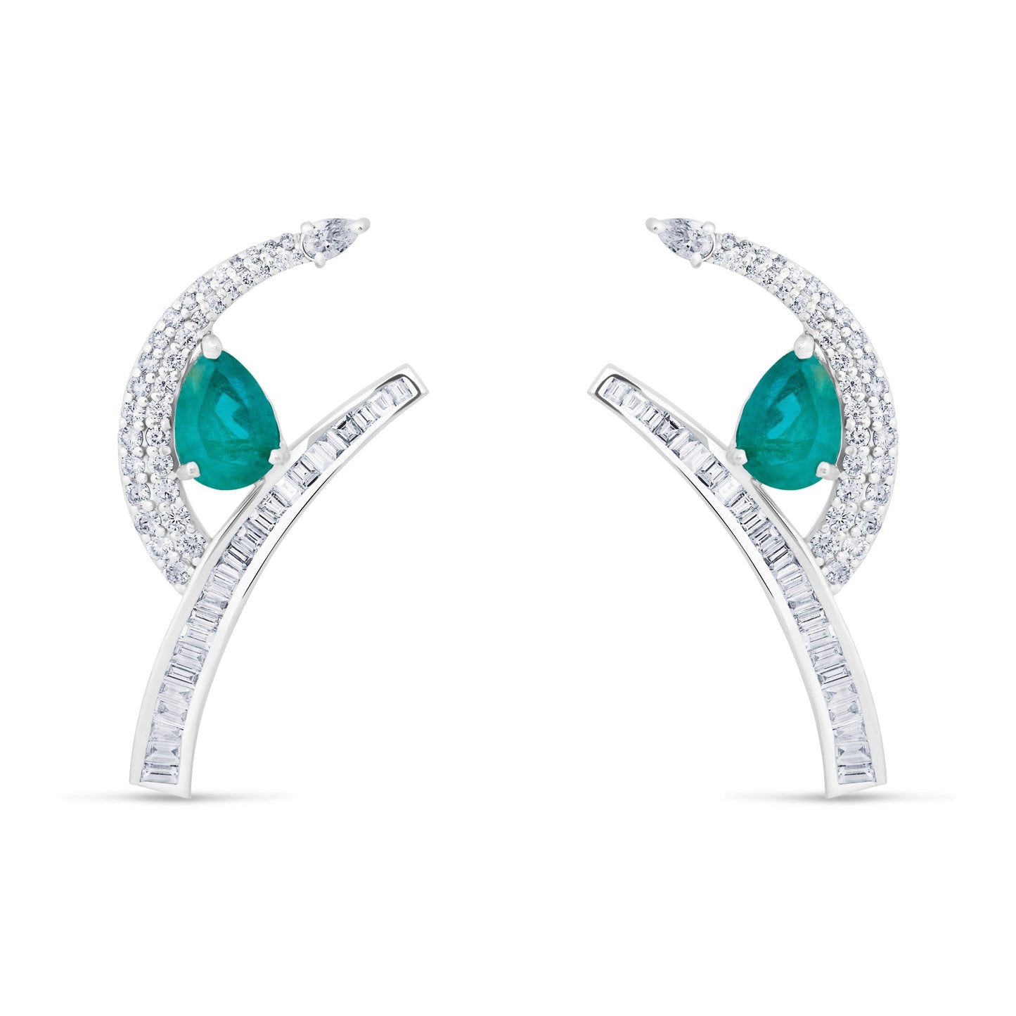 EMERALD GREEN GEMORA VERTICE WHITE GOLD RING