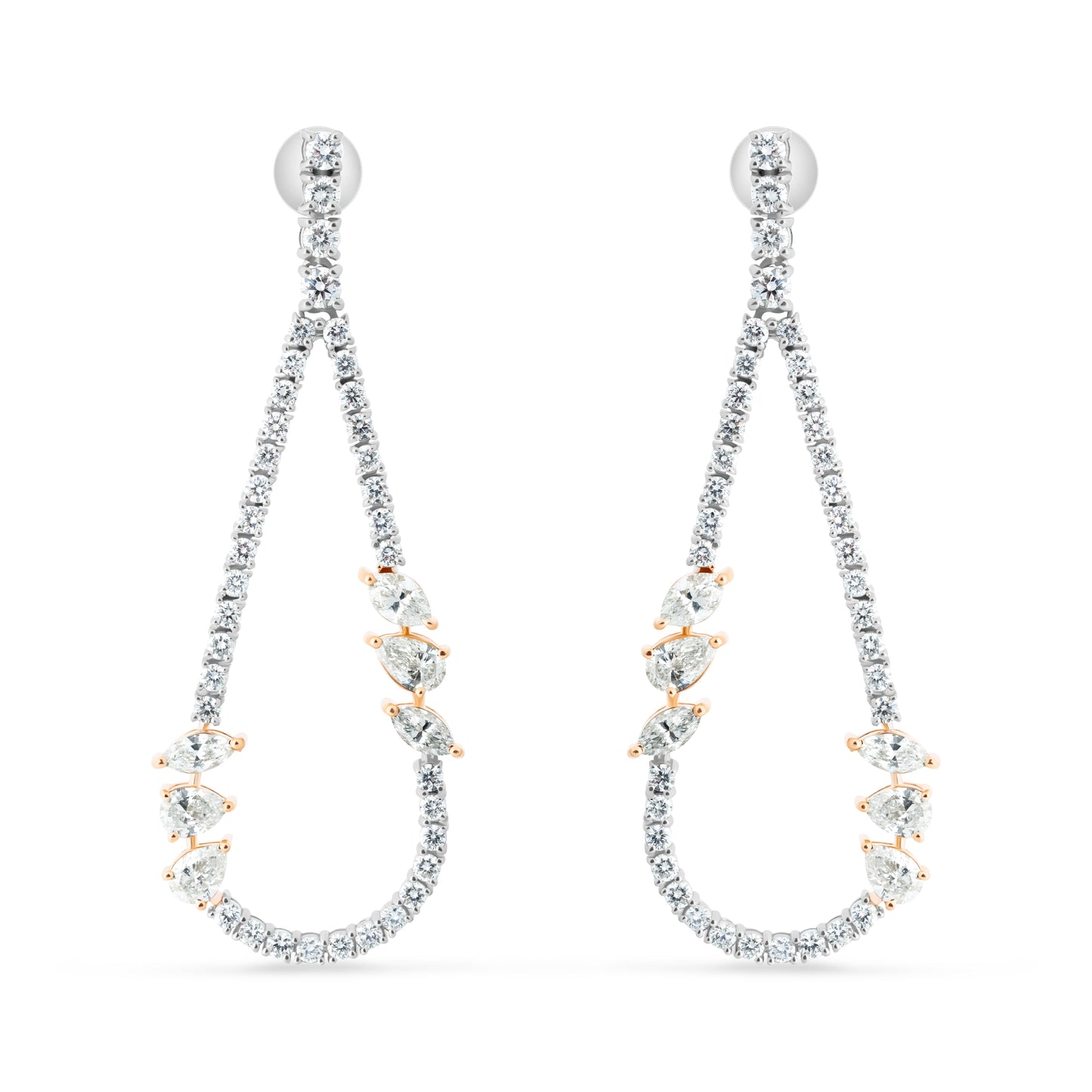 GRACEFUL FLOW FANCY WHITE GOLD EARRINGS