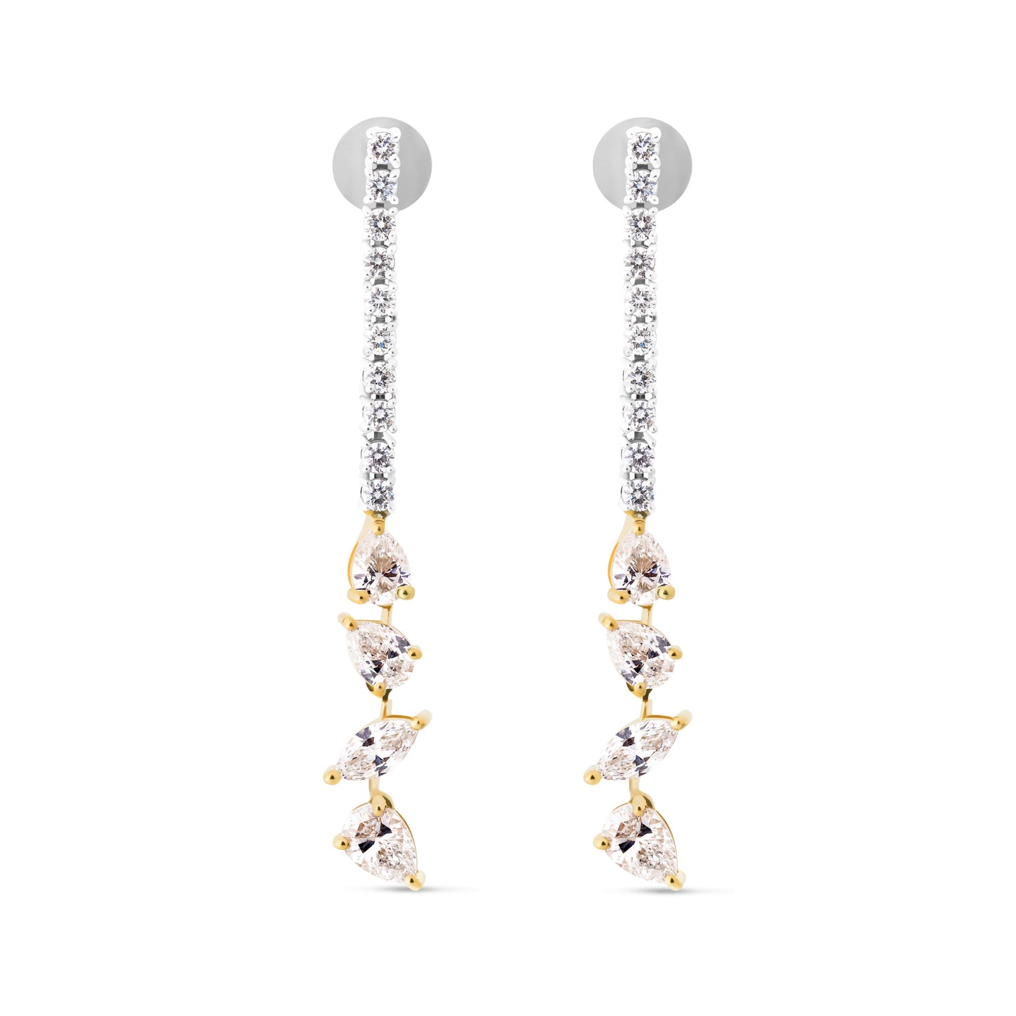 LUSTRE LEAF DROPS WHITE GOLD EARRRING