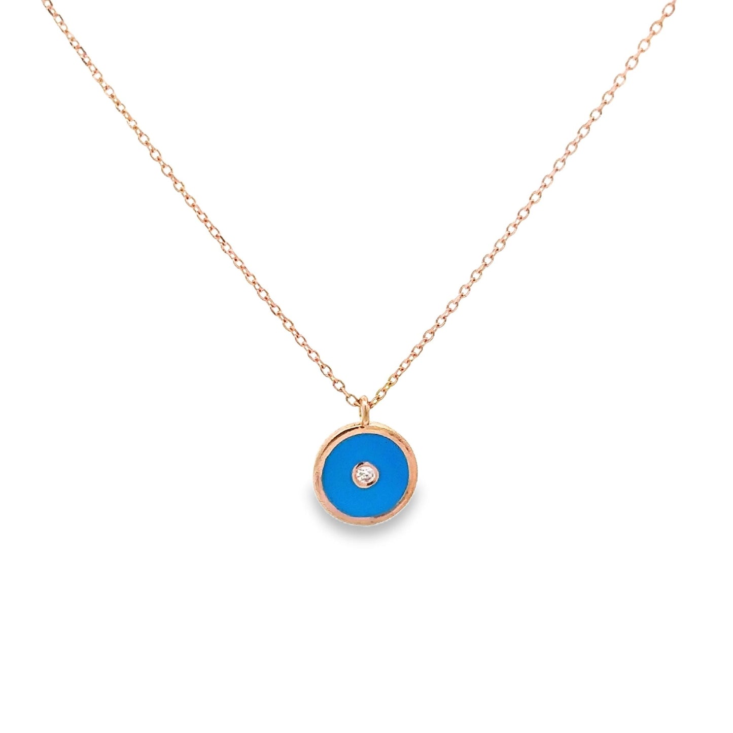 SPARKLING EVIL EYE YELLOW GOLD PENDANT