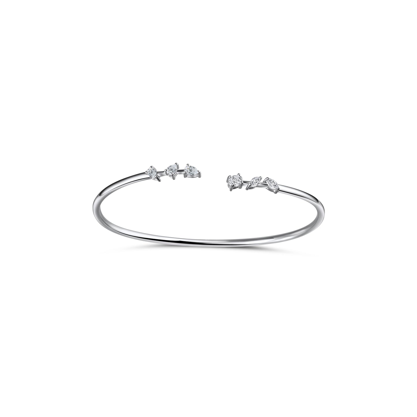 SLEEK WHITE GOLD FANCY DIAMOND BANGLE