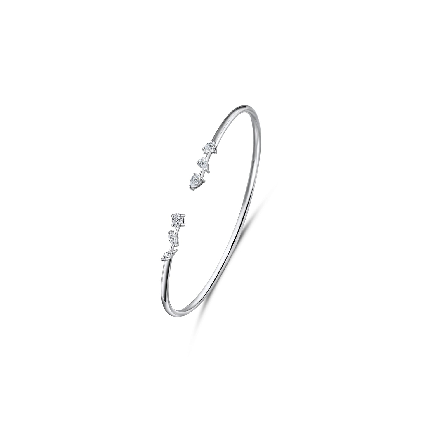 SLEEK WHITE GOLD FANCY DIAMOND BANGLE