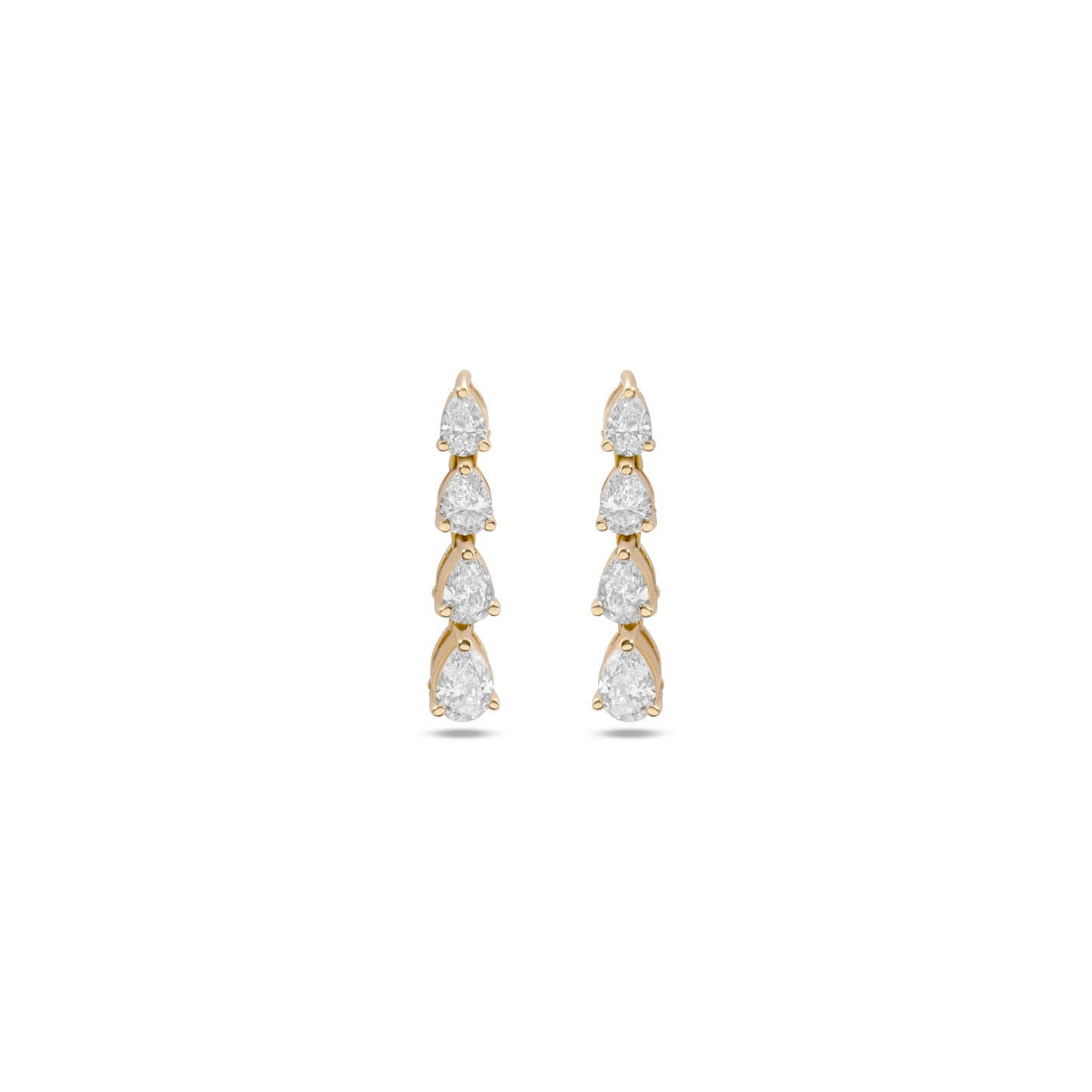 SHIMMERING DIAMOND LINE YELLOW GOLD EARRINGS