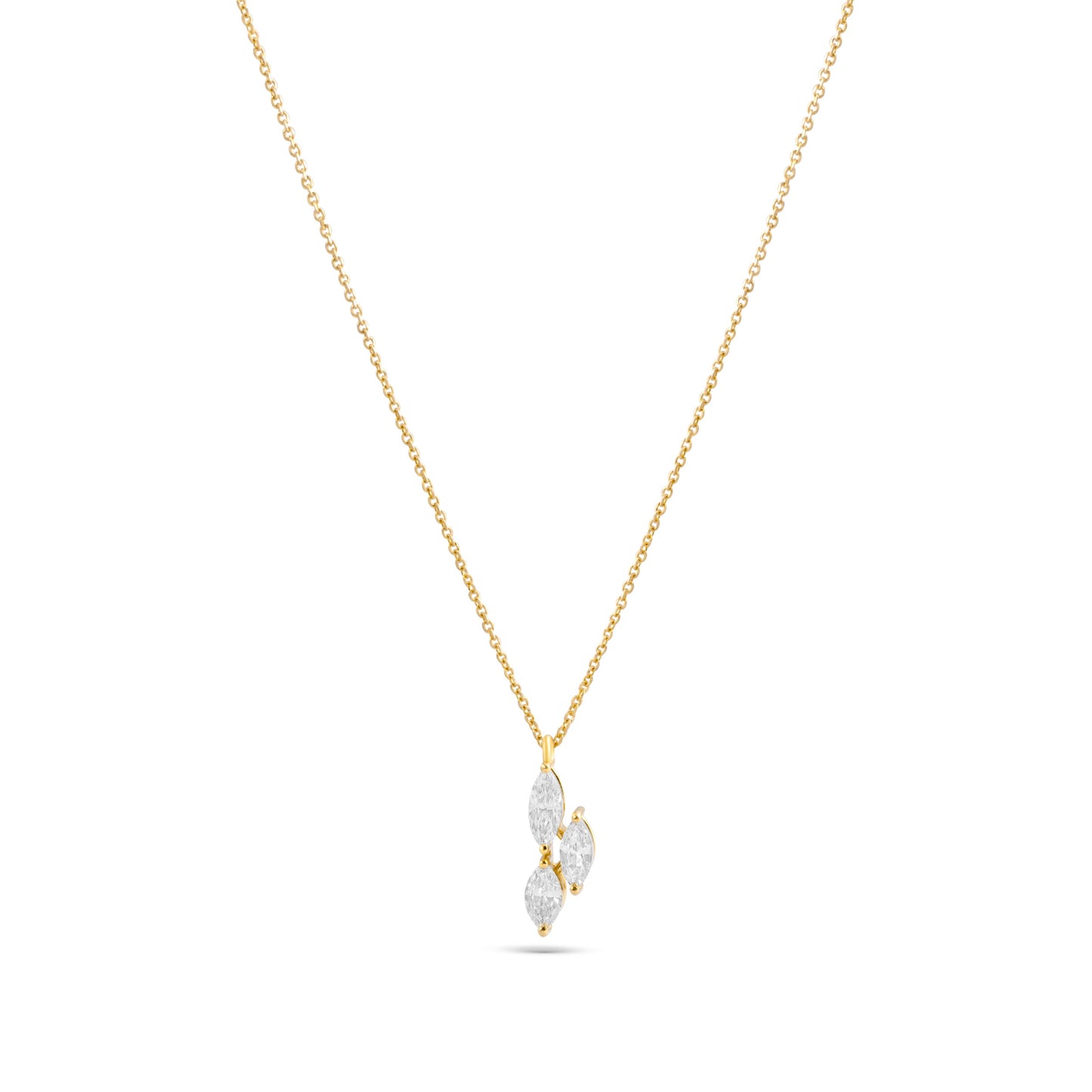 SPARKLING PEAR TRIO YELLOW GOLD PENDANT CHAIN