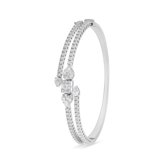 BAGUETTE PEAR FANCY VERTICE FLEXI WHITE GOLD BANGLE
