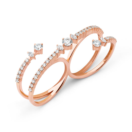 CROWN MARQUISE ROUND STELLARE GOLD RING