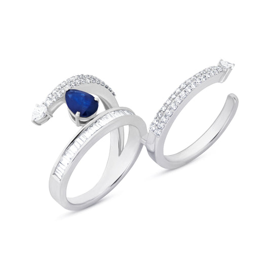 SAPHA BLUE FANCY CECELY WHITE GOLD RING