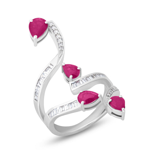 RUBY PINK FANCY CECELY WHITE GOLD RING