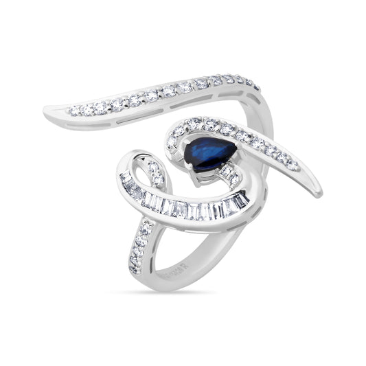 SAPHA BLUE SNACK WHITE GOLD RING