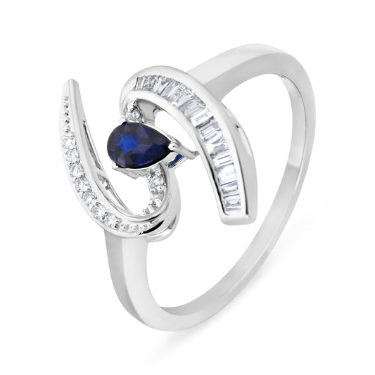SAPPHIRE SWIRL VERTICE FANCY WHITE GOLD RING