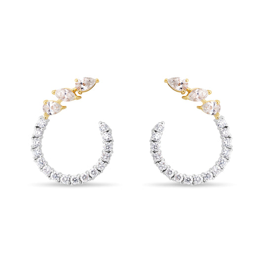 HOOK OVAL PEAR WHITE GOLD EARRING