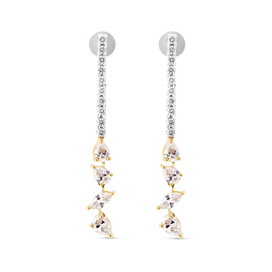 LUSTRE LEAF DROPS WHITE GOLD EARRRING