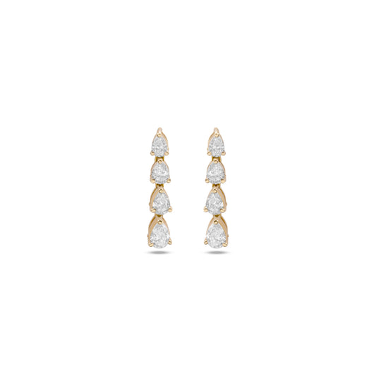 SHIMMERING DIAMOND LINE YELLOW GOLD EARRINGS