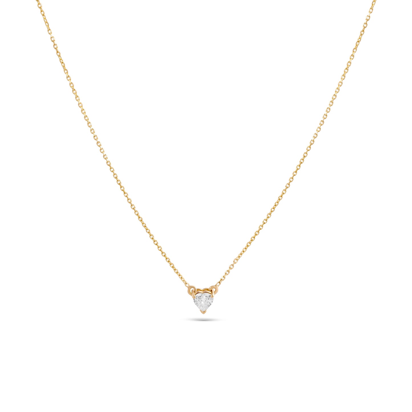 SPARKLING HEART SHAPED YELLOW GOLD PENDANT CHAIN