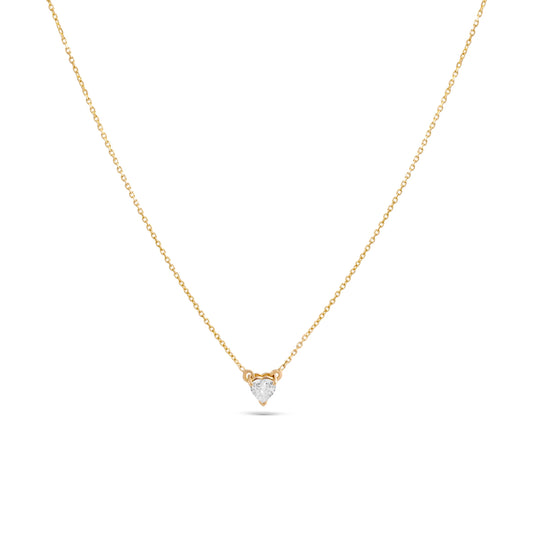 SPARKLING HEART SHAPED YELLOW GOLD PENDANT CHAIN