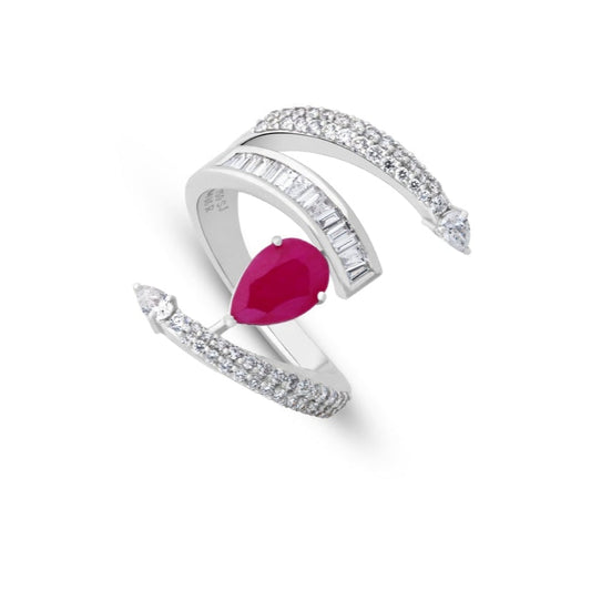 RUBY WHISPER FANCY WHITE GOLD RING
